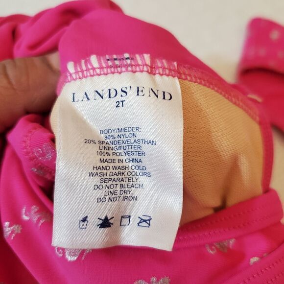 Land's End Seahorse Hot Pink Swim Set Size 2T - Picture 9 of 10